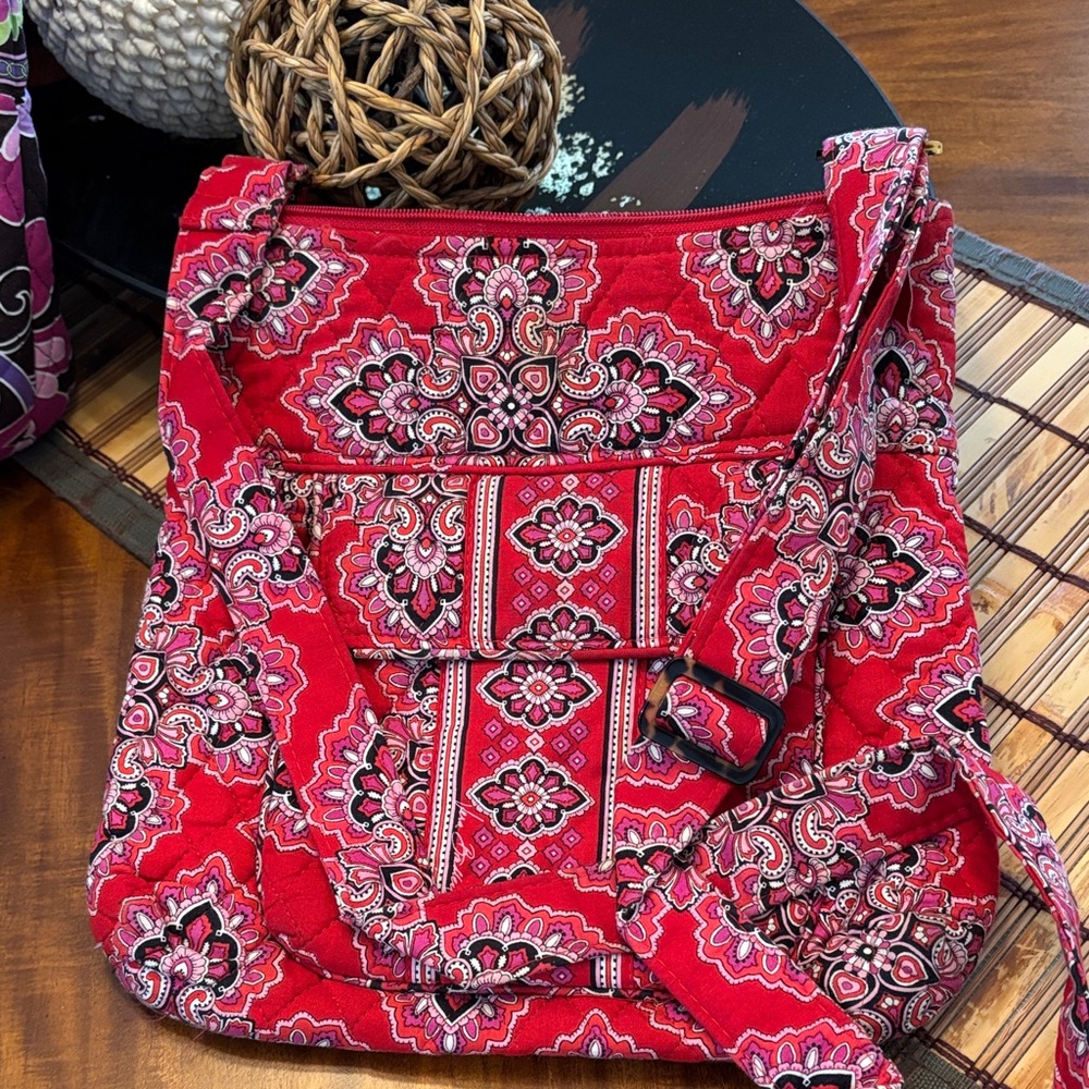 Vera Bradley Red and Pink Patterned Crossbody Bag
